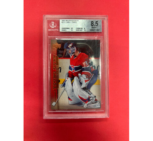 UPPER DECK 2007-08 UPPER DECK SERIES 1 CAREY PRICE YOUNG GUNS BECKETT GRADED 8.5