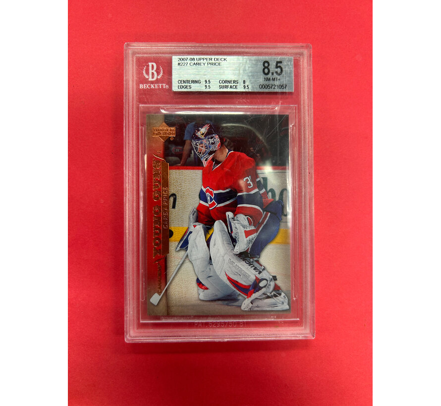 2007-08 UPPER DECK SERIES 1 CAREY PRICE YOUNG GUNS BECKETT GRADED 8.5