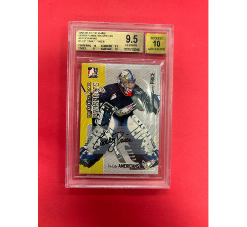 IN THE GAME 2005-06 IN THE GAME CAREY PRICE AUTOGRAPHS BECKETT GRADED 9.5 AUTO 10