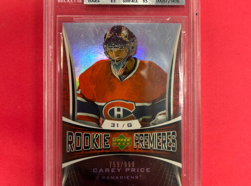 UPPER DECK 2007-08 UPPER DECK TRILOGY CAREY PRICE ROOKIE PREMIERES /999 BECKETT GRADED 9