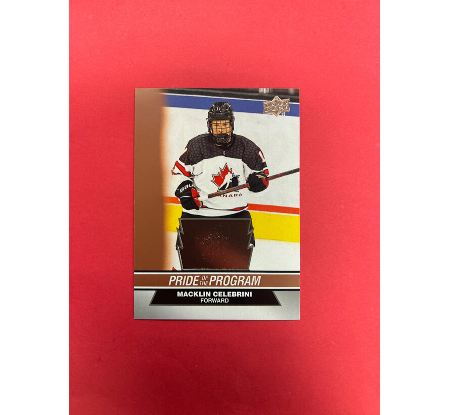 2023 UPPER DECK TEAM CANADA JUNIORS MACKLIN CELEBRINI ROSE GOLD PRIDE OF THE PROGRAM