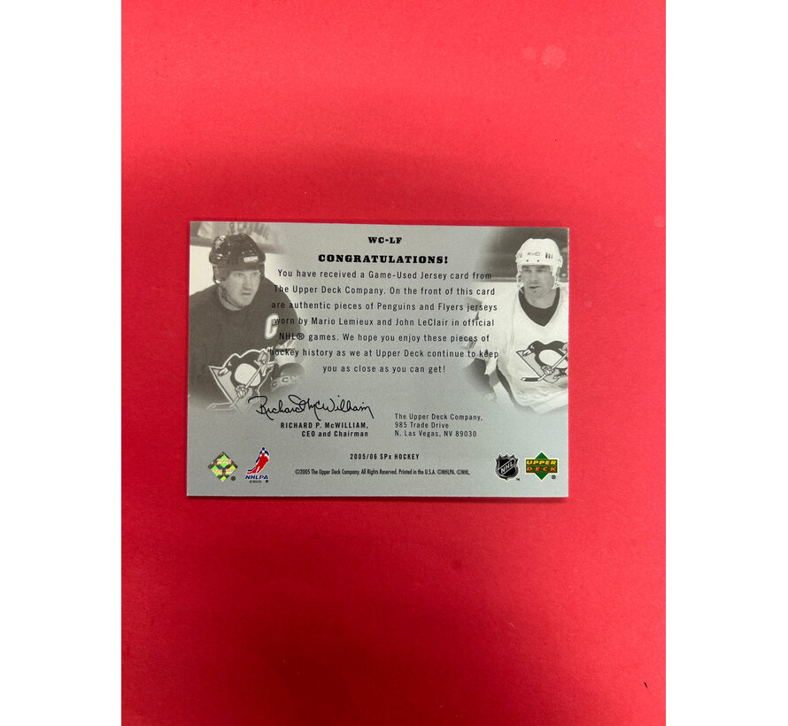 2005-06 UPPER DECK SPX LEMIEUX/LECLAIR WINNIING COMBOS JERSEY /350