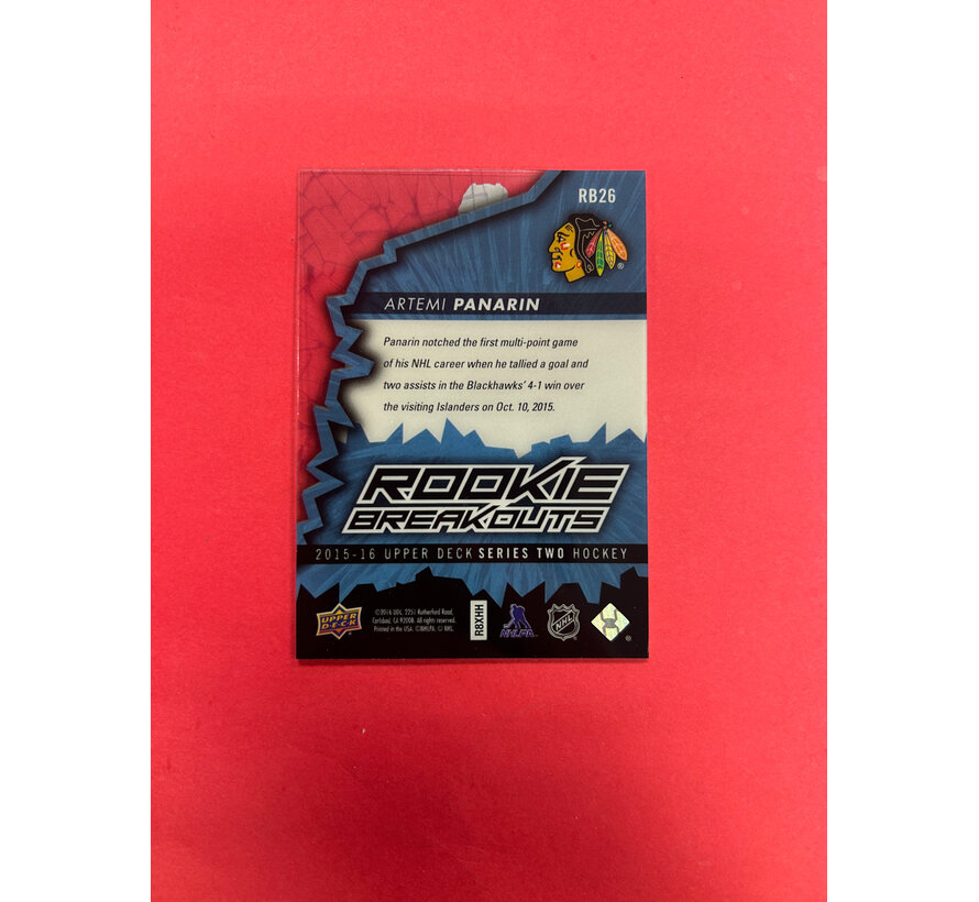 2015-16 UPPER DECK SERIES 2 ARTEMI PANARIN ROOKIE BREAKOUTS /100