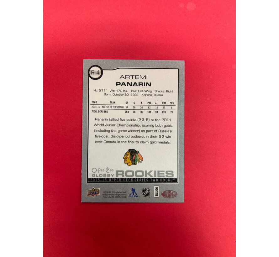 2015-16 UPPER DECK SERIES 2 ARTEMI PANARIN GLOSSY ROOKIE BLACK SSP