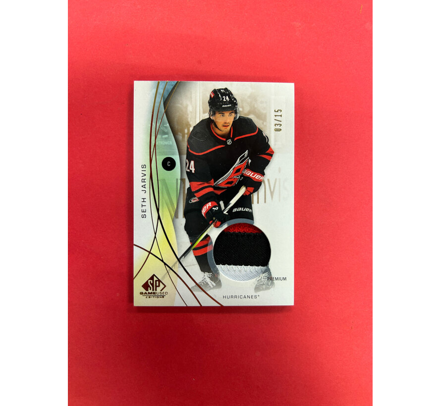 2024-25 UPPER DECK SP GAME USED SETH JARVIS PREMIUM MEMORABILIA PATCH /15