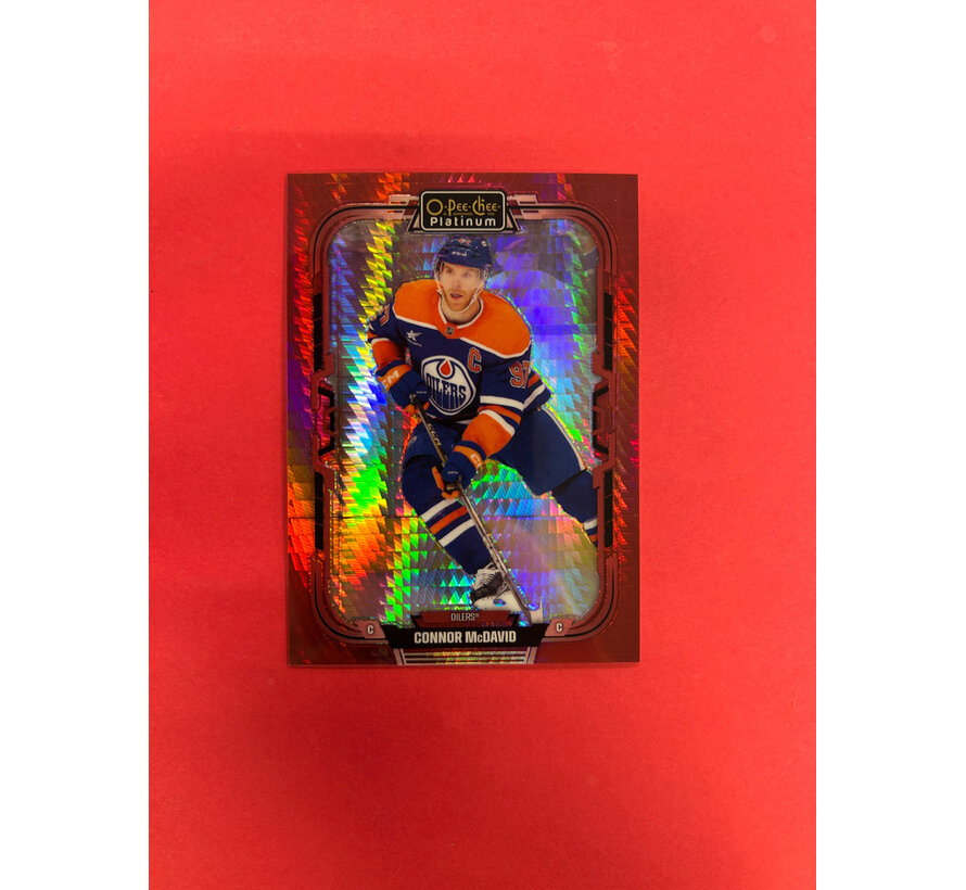 2025-26 OPC PLATINUM CONNOR MCDAVID RED PRISM PREVIEWS 50/50