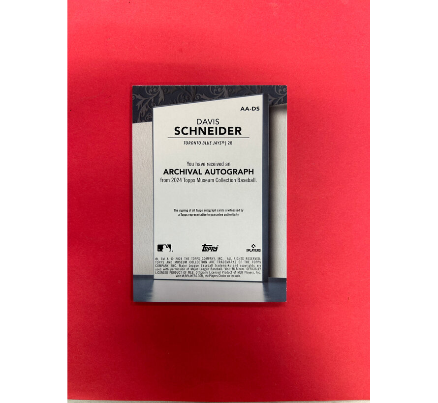 2024 TOPPS MUSEUM COLLECTION DAVIS SCHNEIDER ROOKIE AUTO /299