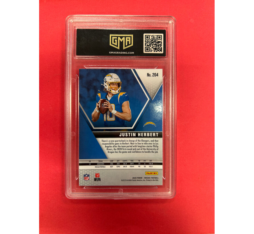 2020 MOSAIC JUSTIN HERBERT ROOKIE GMA GRADED 10