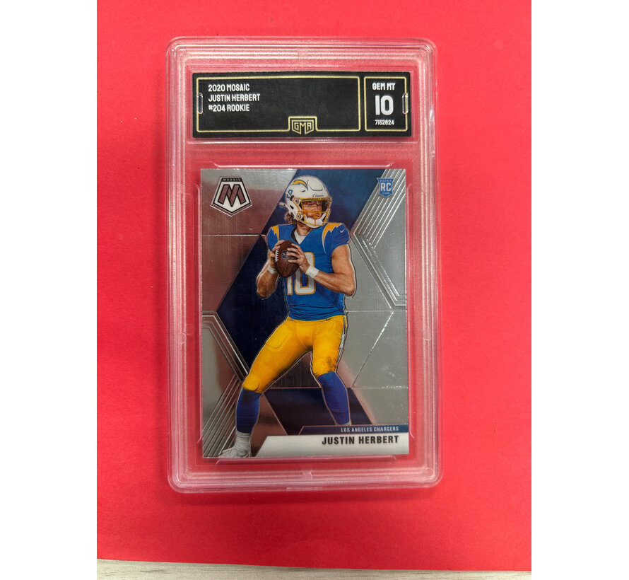 2020 MOSAIC JUSTIN HERBERT ROOKIE GMA GRADED 10