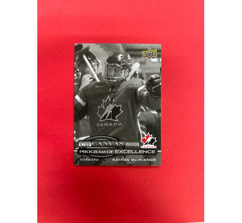UPPER DECK 2025-26 UPPER DECK SERIES 2 NATHAN MACKINNON PROGRAM OF EXCELLENCE CANVAS BLACK AND WHITE