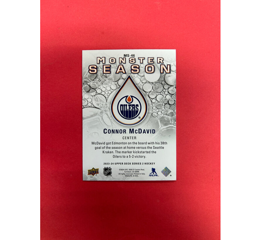 2023-24 UPPER DECK SERIES 2 CONNOR MCDAVID MONSTER SEASON /153