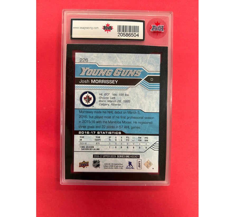 2016-17 UPPER DECK SERIES 1 JOSH MORRISSEY SILVER FOIL YOUNG GUNS KSA GRADED 9.5