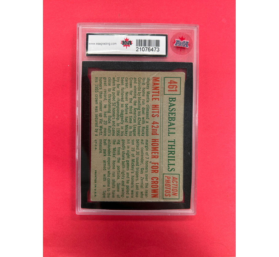1959 TOPPS MANTLE HITS 42ND KSA GRADED 5