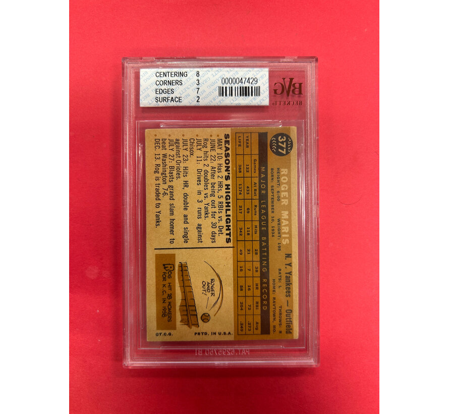 1960 TOPPS ROGER MARIS KSA GRADED 5