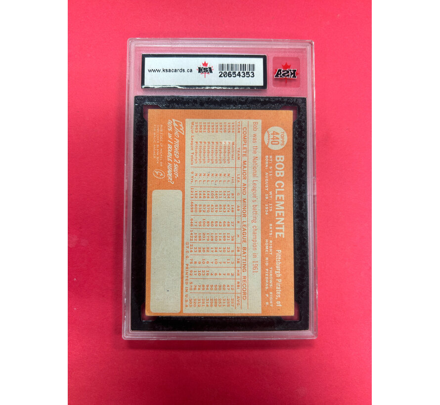 1964 TOPPS ROBERTO CLEMENTE KSA GRADED 5