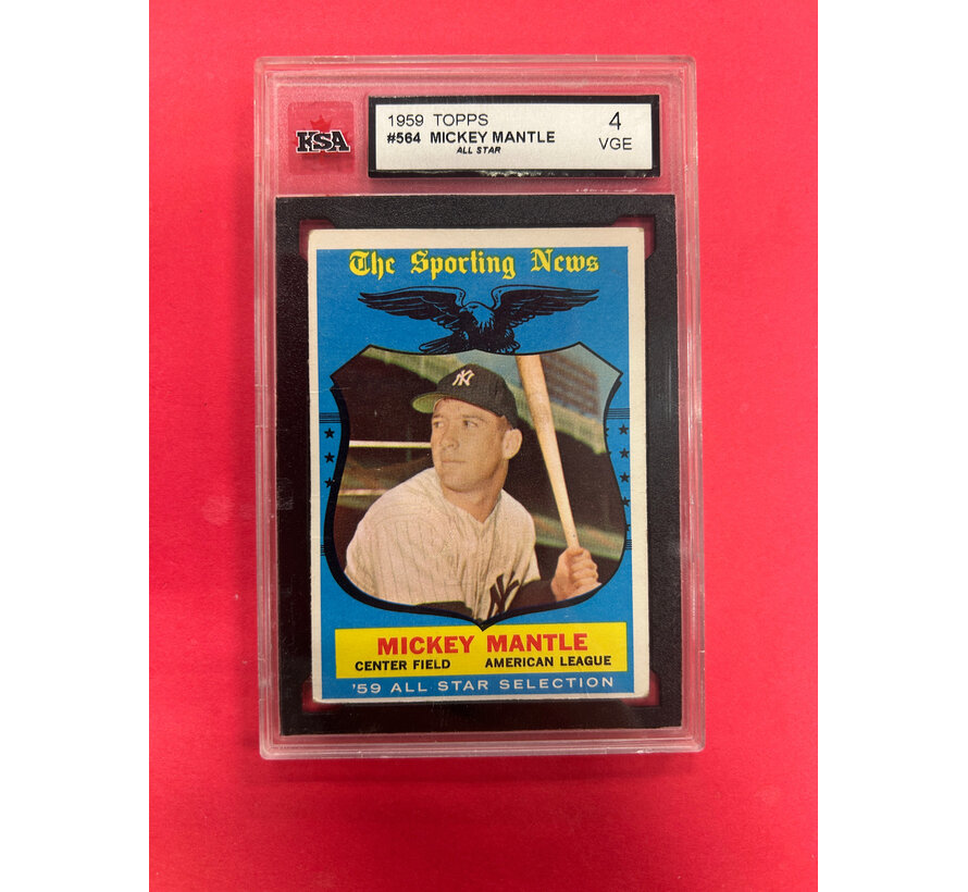 1959 TOPPS MICKEY MANTLE ALL STAR KSA GRADED 4