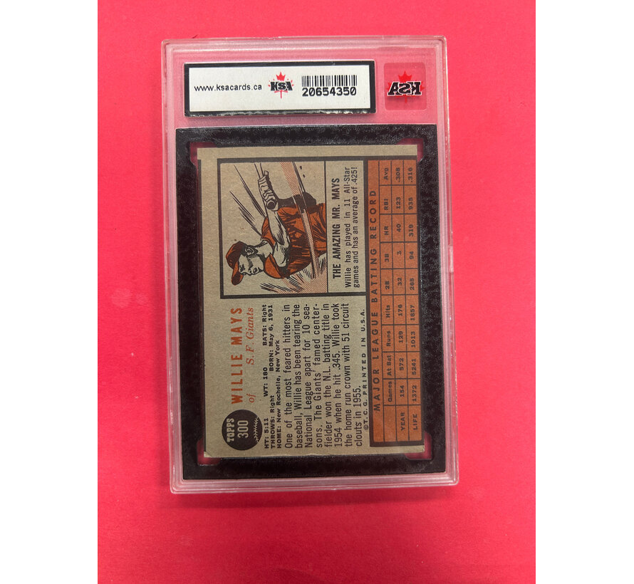 1962 TOPPS WILLIE MAYS KSA GRADED 4