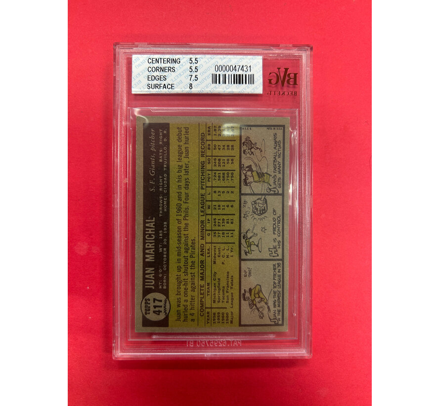1961 TOPPS JUAN MARICHAL BECKETT GRADED 5.5 ROOKIE