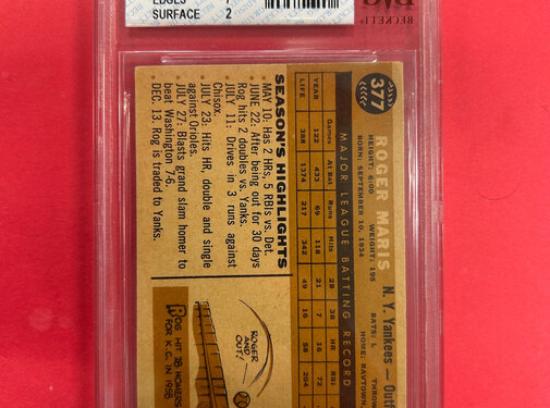 TOPPS 1960 TOPPS ROGER MARIS BECKETT GRADED 3