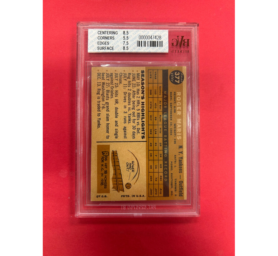 1960 TOPPS ROGER MARIS BECKETT GRADED 6