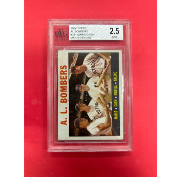 TOPPS 1964 TOPPS AL BOMBERS MARIS/ CASH/ MANTLE/ KALINE BECKETT GRADED 2.5