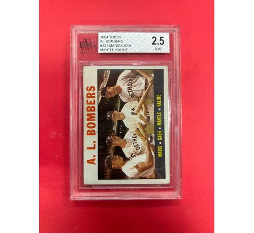 TOPPS 1964 TOPPS AL BOMBERS MARIS/ CASH/ MANTLE/ KALINE BECKETT GRADED 2.5