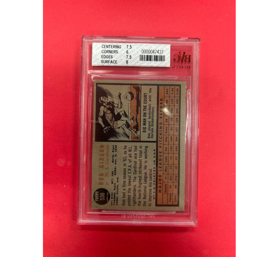 1962 TOPPS BOB GIBSON BECKETT GRADED 6.5