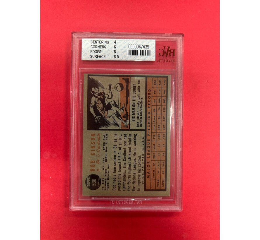 1962 TOPPS BOB GIBSON BECKETT GRADED 5