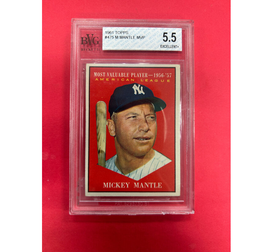 1961 TOPPS MICKEY MANTLE ALL STAR BECKETT GRADED 5.5