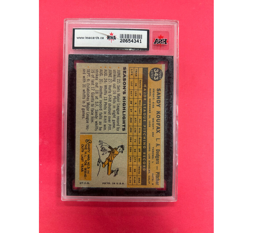 1960 TOPPS SANDY KOUFAX KSA GRADED 7