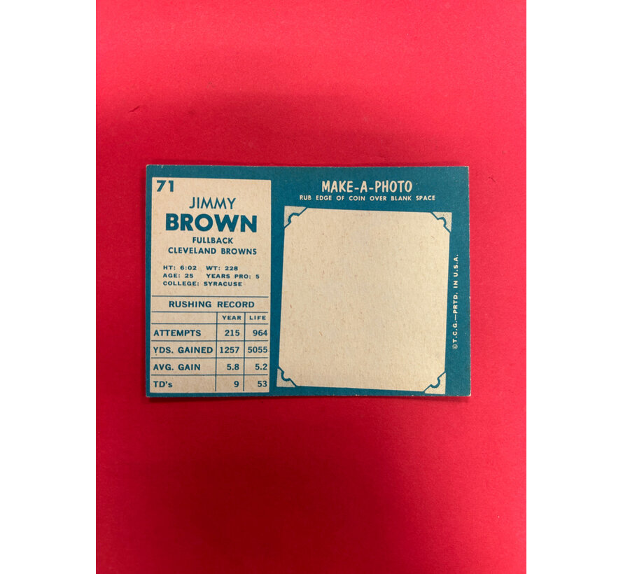 1961 TOPPS JIMMY BROWN #71 EX-NM