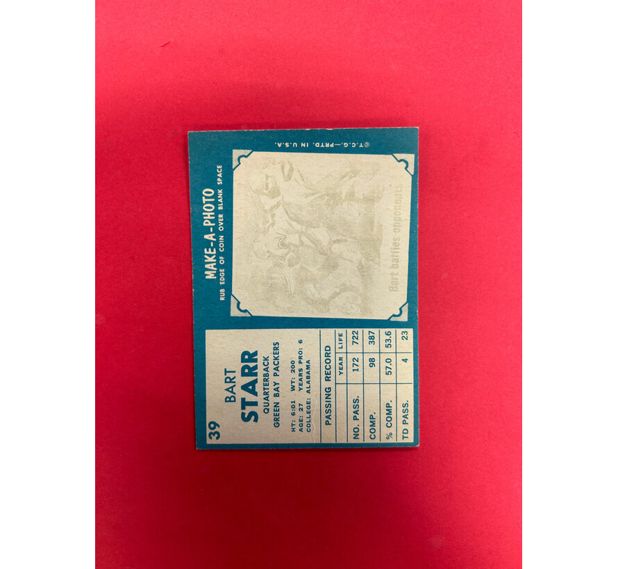 1961 TOPPS BART STARR #39 EX