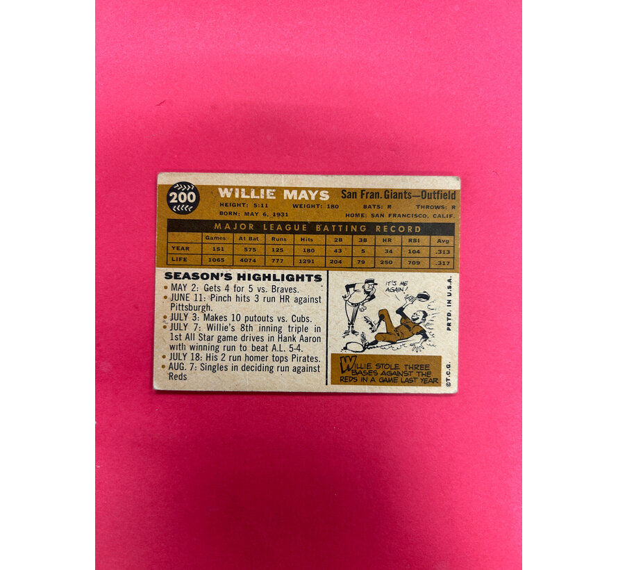 1960 TOPPS WILLIE MAYS #200 EX-NM