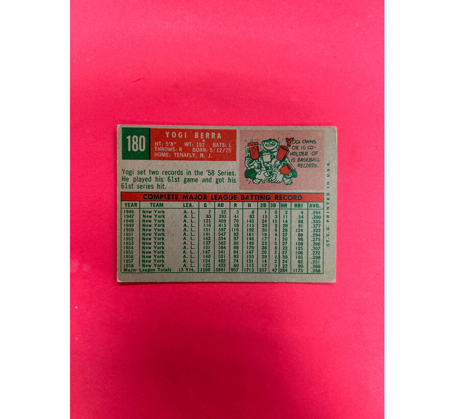 1959 TOPPS YOGI BERRA #180 EX