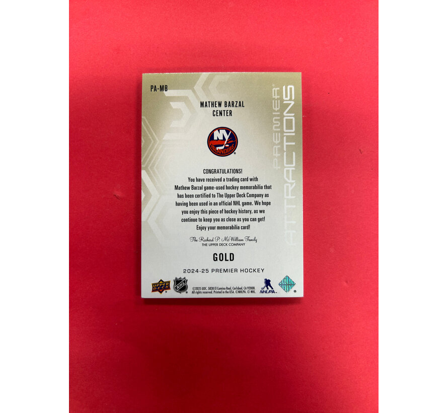 2024-25 UPPER DECK PREMIER MATHEW BARZAL PATCH /35