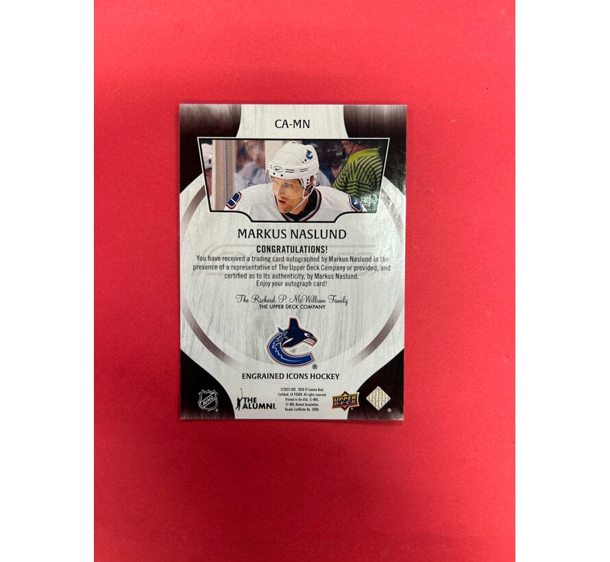 2024-25 UPPER DECK ENGRAINED ICONS MARKUS NASLUND AUTO BLACK /10
