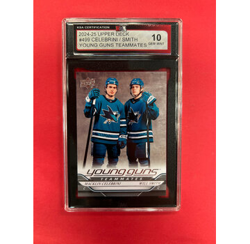 UPPER DECK 2024-25 UPPER DECK SERIES 2 CELEBRINI / SMITH YOUNG GUNS TEAMATES KSA GRADED 10