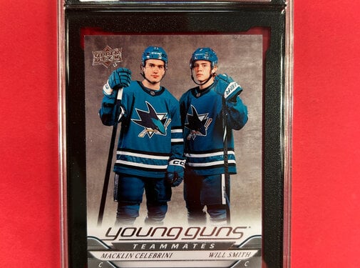 UPPER DECK 2024-25 UPPER DECK SERIES 2 CELEBRINI / SMITH YOUNG GUNS TEAMATES KSA GRADED 10