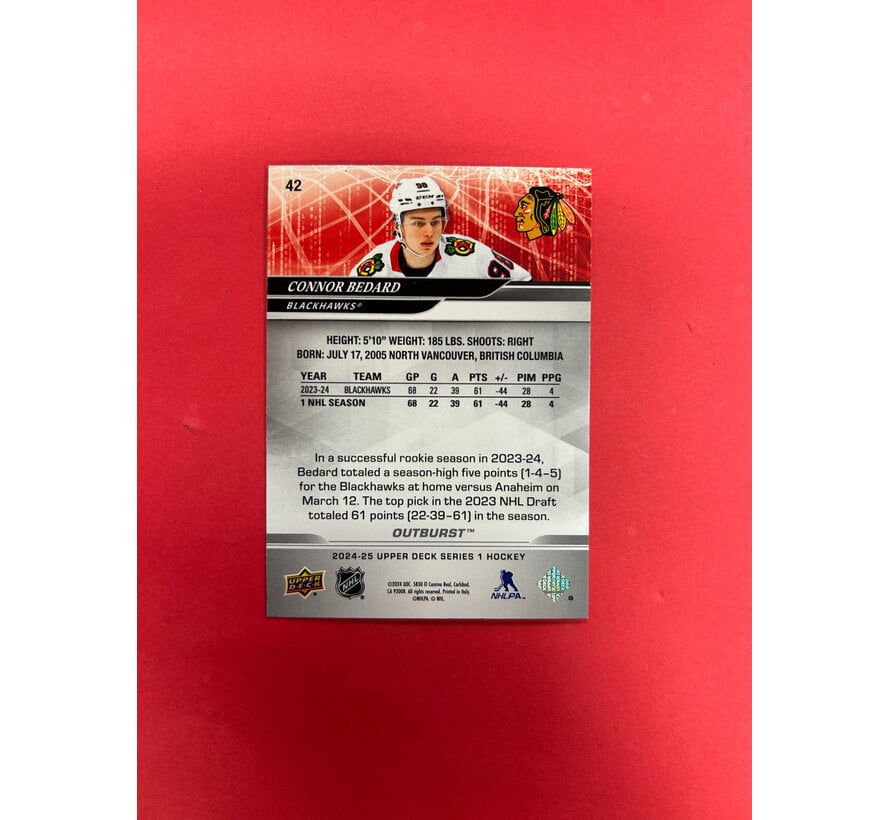 2024-25 UPPER DECK SERIES 1 CONNOR BEDARD OUTBURST SILVER