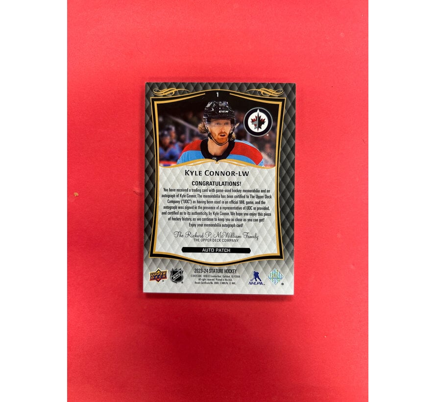 2023-24 UPPER DECK STATURE KYLE CONNOR PATCH AUTO /49