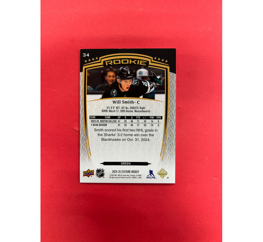 2024-25 UPPER DECK STATURE WILL SMITH GREEN ROOKIE /375