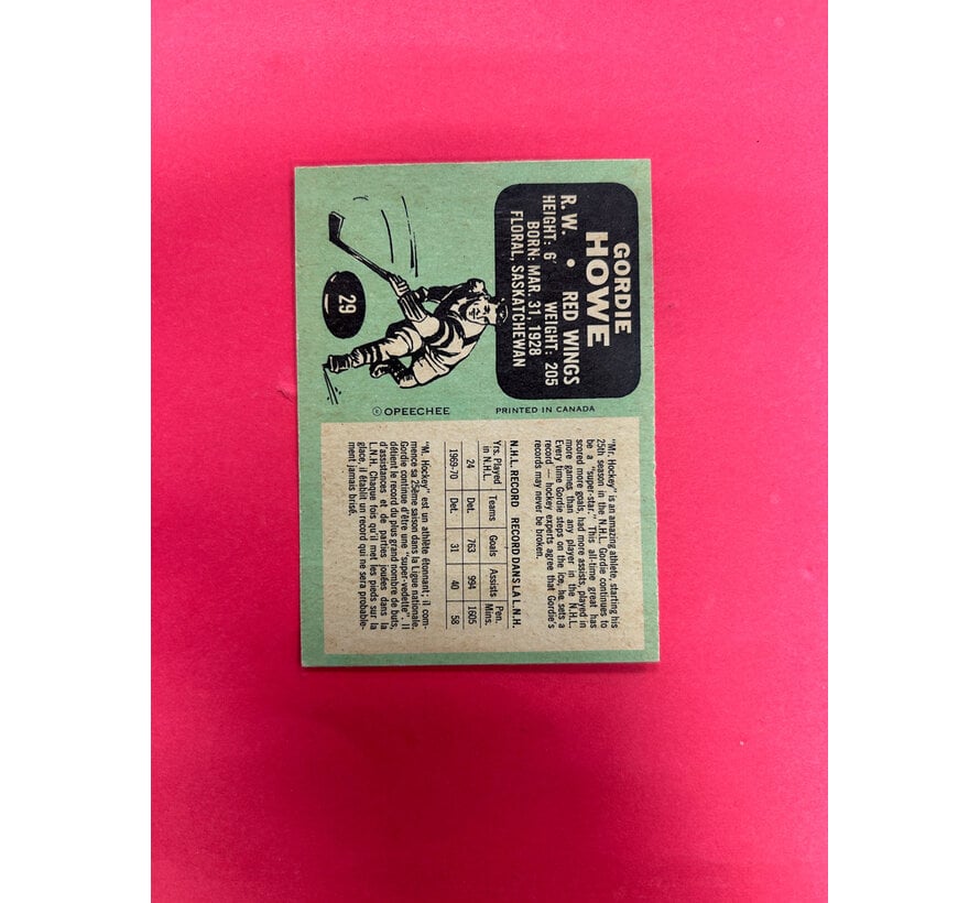 1970 O-PEE-CHEE GORDIE HOWE #29