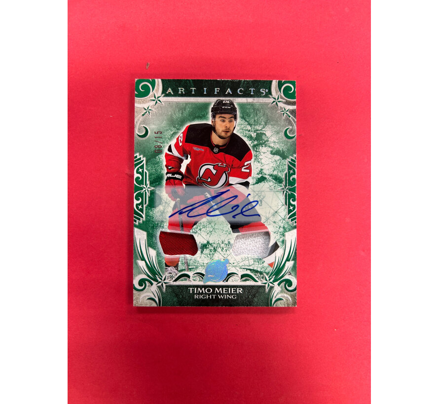 2024-25 UPPER DECK ARTIFACTS TIMO MEIER GREEN PREMIUM PATCH AUTO /15