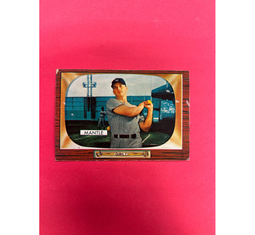 1955 BOWMAN MICKEY MANTLE #202 POOR STAPLE HOLES
