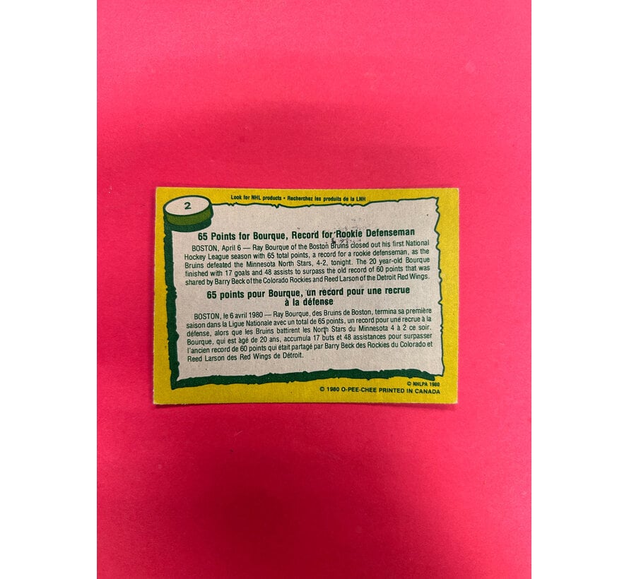 1980-81 OPC RAY BOURQUE AUTOGRAPHED