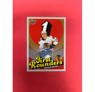 UPPER DECK 2024 UPPER DECK CHICAGO BLACKHAWKS CENTENNIAL CONNOR BEDARD FIRST ROUNDERS AUTO SSP