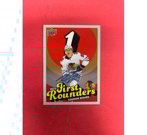 UPPER DECK 2024 UPPER DECK CHICAGO BLACKHAWKS CENTENNIAL CONNOR BEDARD FIRST ROUNDERS AUTO SSP
