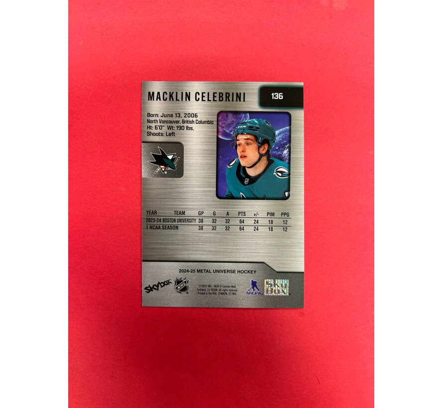 2024-25 SKYBOX METAL UNIVERSE MACKLIN CELEBRINI ROOKIE