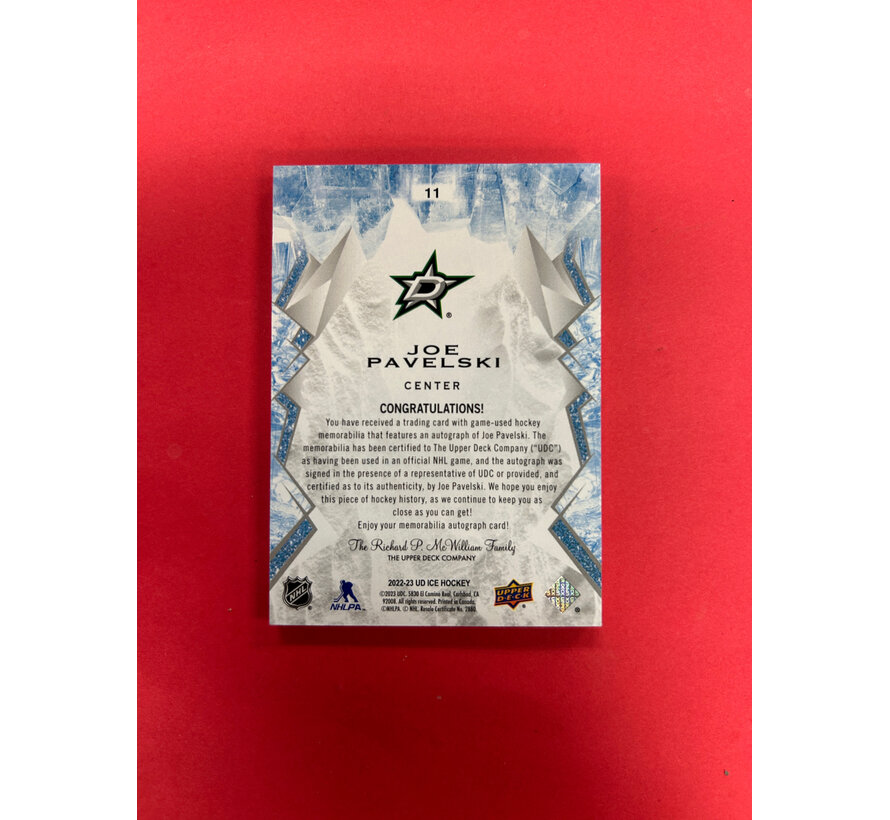 2022-23 UPPER DECK ICE JOE PAVELSKI PATCH AUTO /49