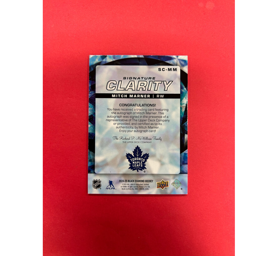 2024-25 UPPER DECK BLACK DIAMOND MITCH MARNER CLARITY AUTO